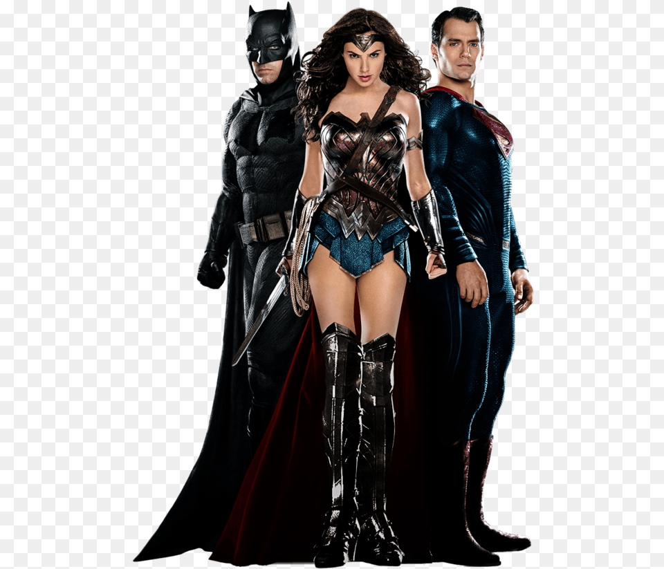Img Batman Superman Wonder Woman And Spiderman, Adult, Person, Female, Male Png Image