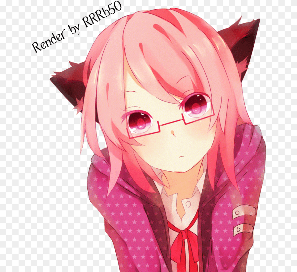 Img Cat Ears Anime Girl With Pink Hair Cat, Adult, Book, Comics, Female Png