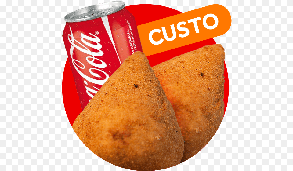 Img Coxinha01 Coxinha Com Coca Cola, Bread, Can, Food, Tin Free Png