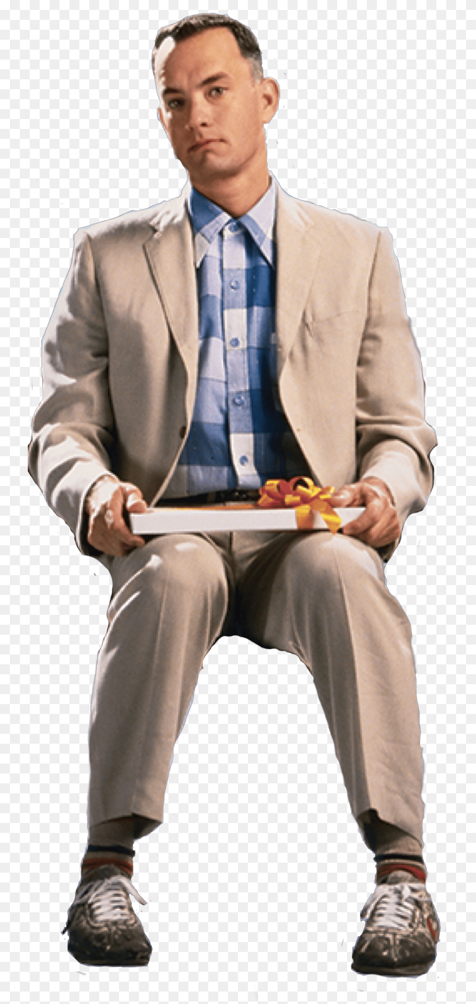 Img Forrest Gump Pier, Jacket, Person, Sitting, Sneaker Free Png Download