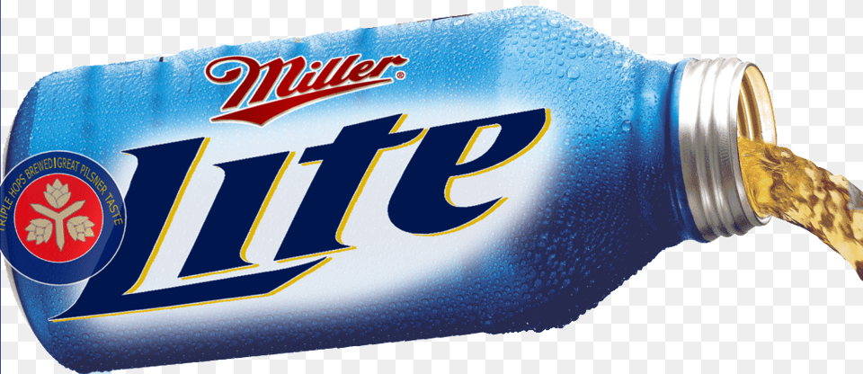 Img Miller Lite Bottle Pouring, Alcohol, Beer, Beverage, Can Free Png Download