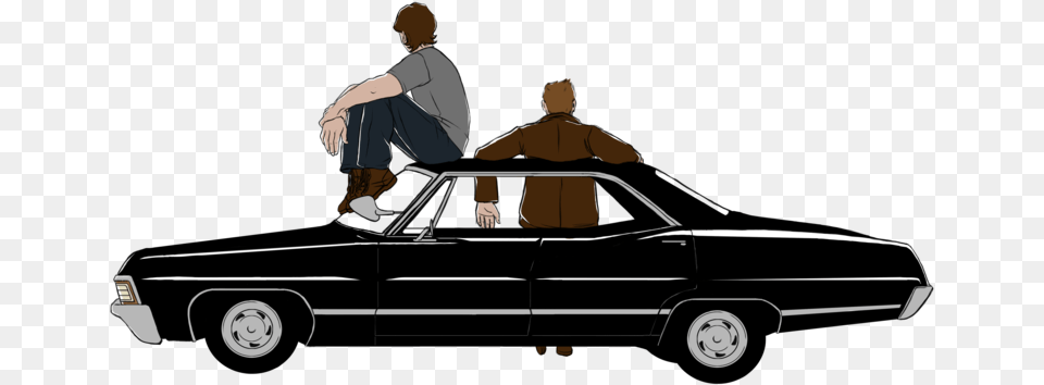 Impala Drawing Dean Sam Supernatural, Adult, Vehicle, Transportation, Person Png