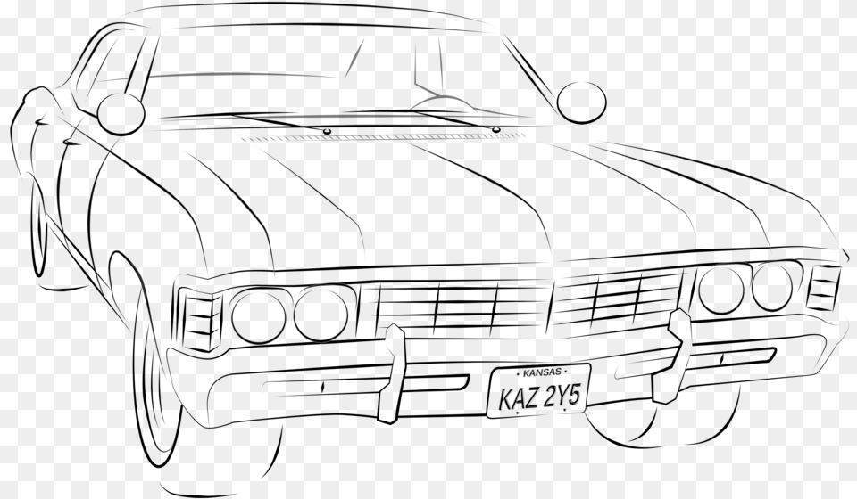 Impala Drawing Supernatural High Resolution Line Art Drawing, Car, Coupe, Sports Car, Transportation Free Png Download