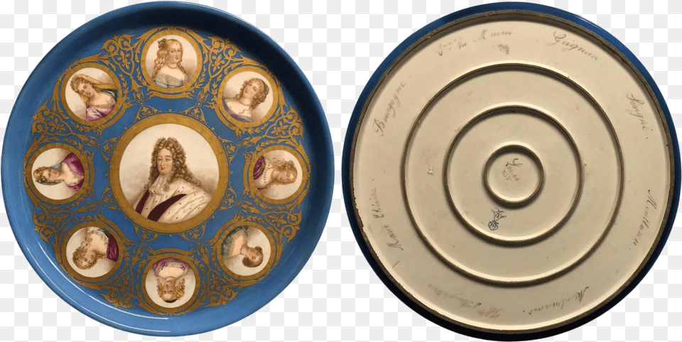 Important French 19th Century Sevres Round Plaque With Royal Portraits Circle, Dish, Saucer, Food, Meal Free Png