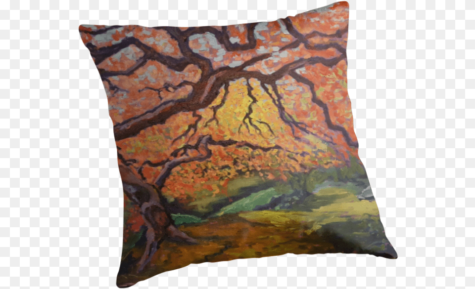Impressionist Oil Painting Japanese Maple Tree Fall Cushion, Home Decor, Pillow, Canvas, Art Png Image