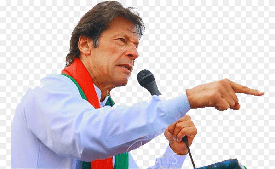 Imran Khan Pti On Stage With Mike Giving Speech Transparent Imran Khan Hd, Hand, Person, Body Part, Crowd Png