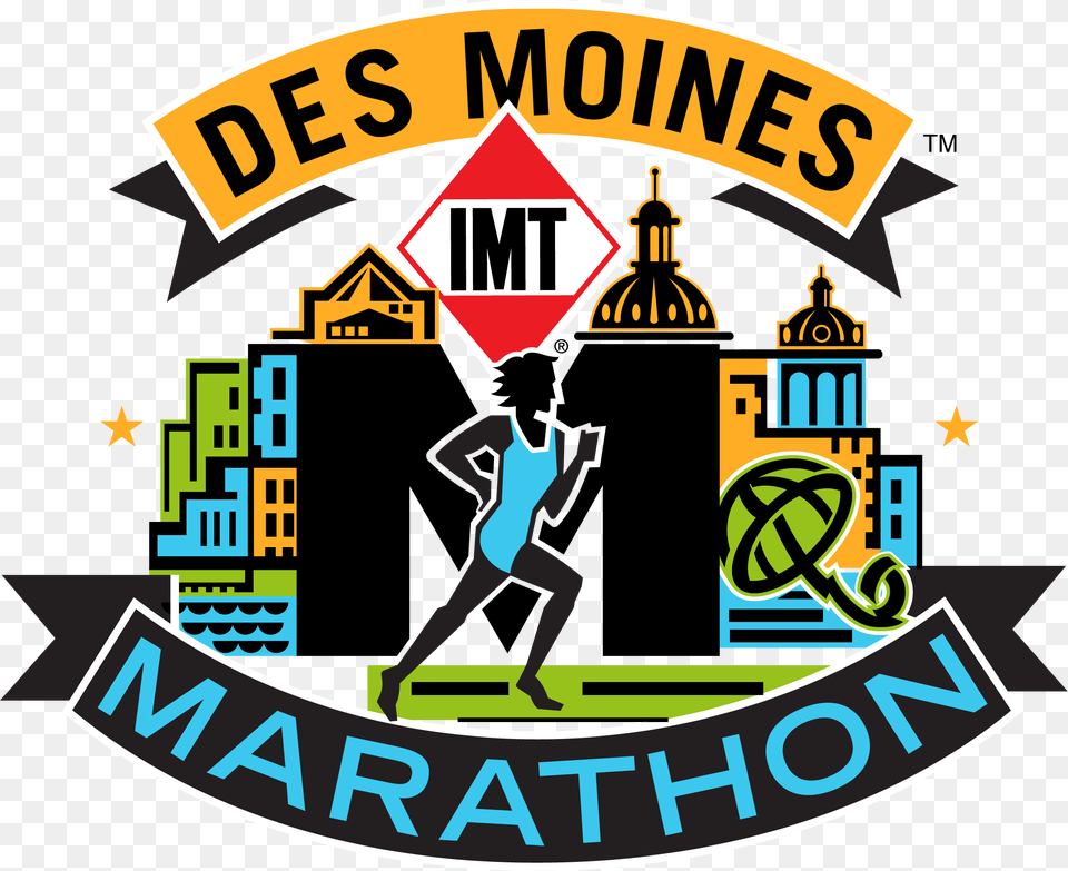 Imt Des Moines Marathon Des Moines Marathon Logo, Person, Symbol, Dynamite, Weapon Free Transparent Png
