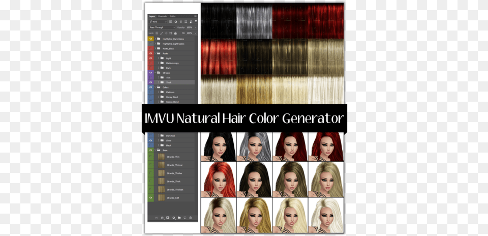 Imvu Natural Hair Color Generator Human Hair Color, Adult, Person, Female, Collage Free Png