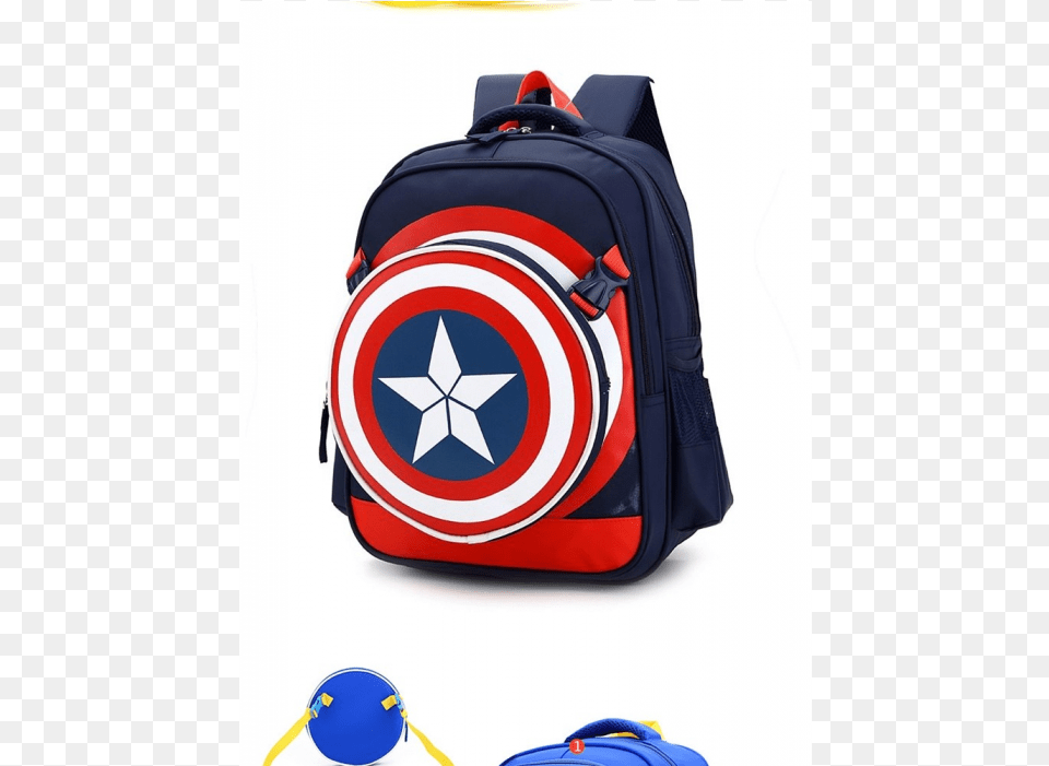 In 1 Kid Boy Captain America Design School Bag High, Backpack Free Png