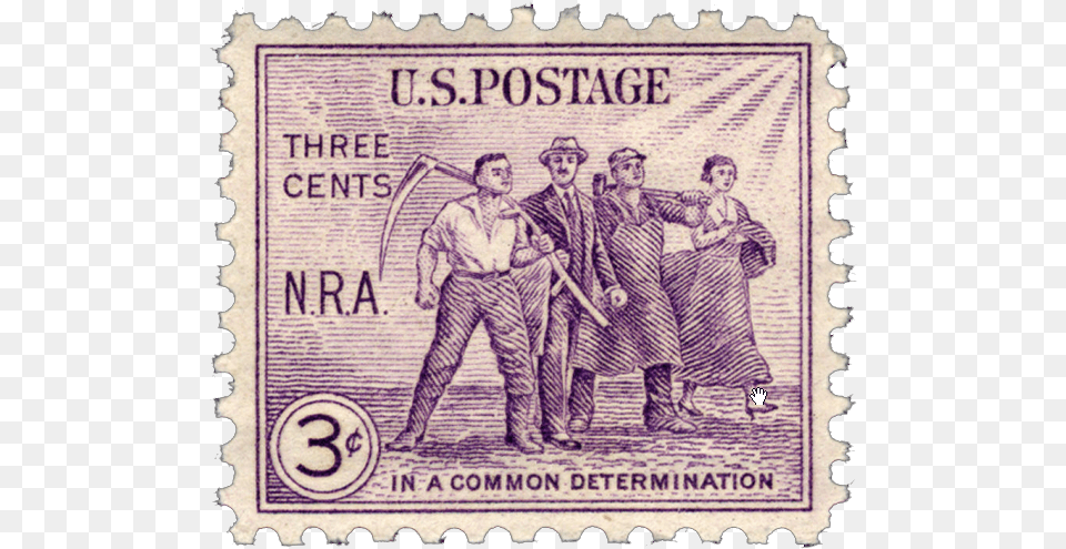 In A Common Determination 3 Cent National Recovery National Recovery Act Stamp, Postage Stamp, Adult, Person, Man Png