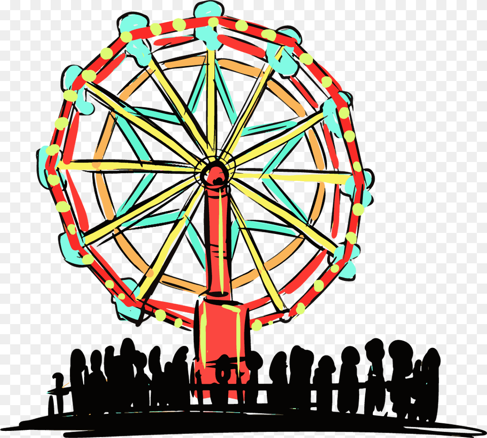 In Addition To 12 Hours Of Rock And Roll Good Times Illustration, Fun, Amusement Park, Ferris Wheel, Machine Free Transparent Png