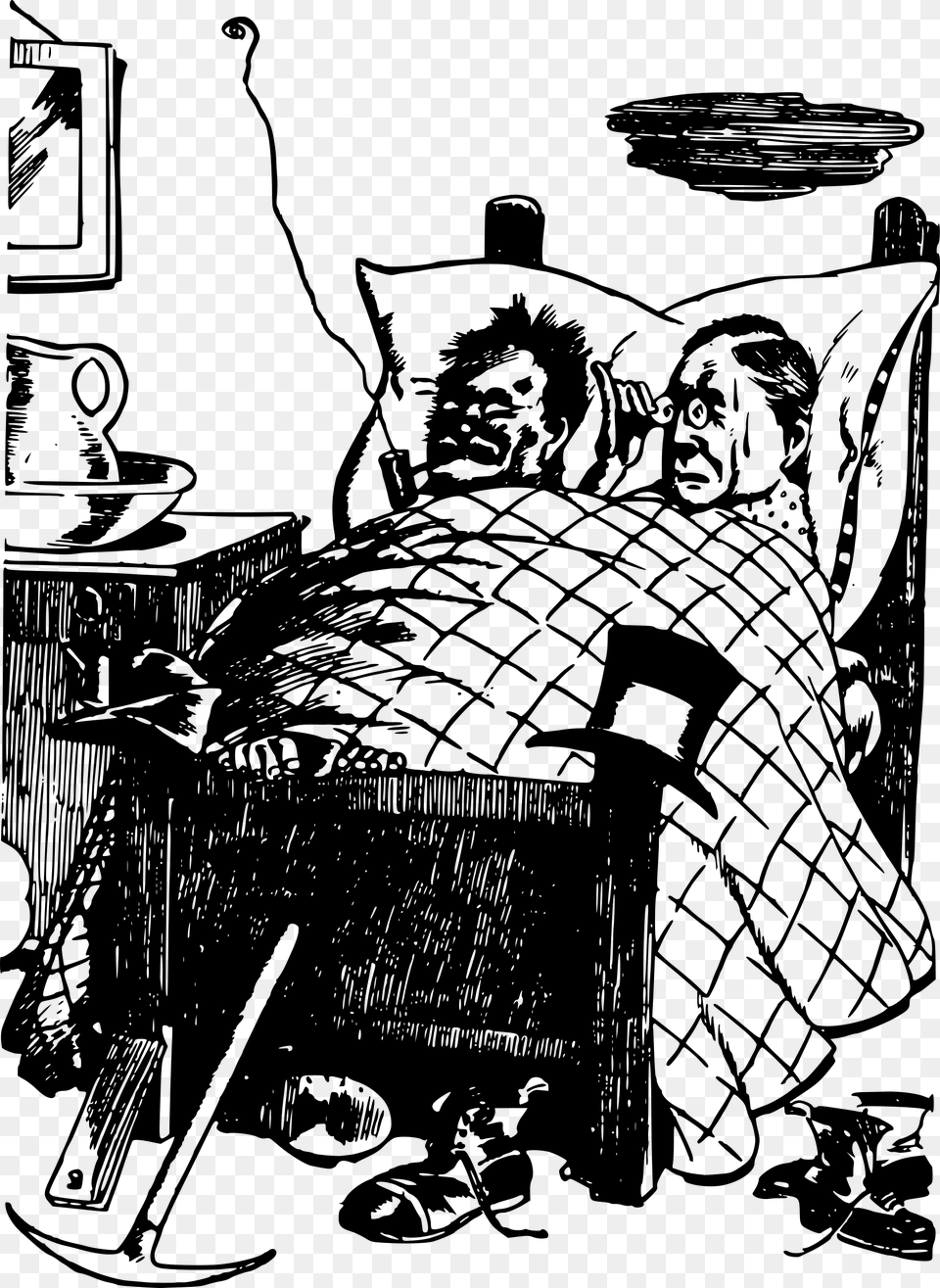 In Bed With The Boss Clip Arts Two Men In A Bed Cartoon, Gray Png
