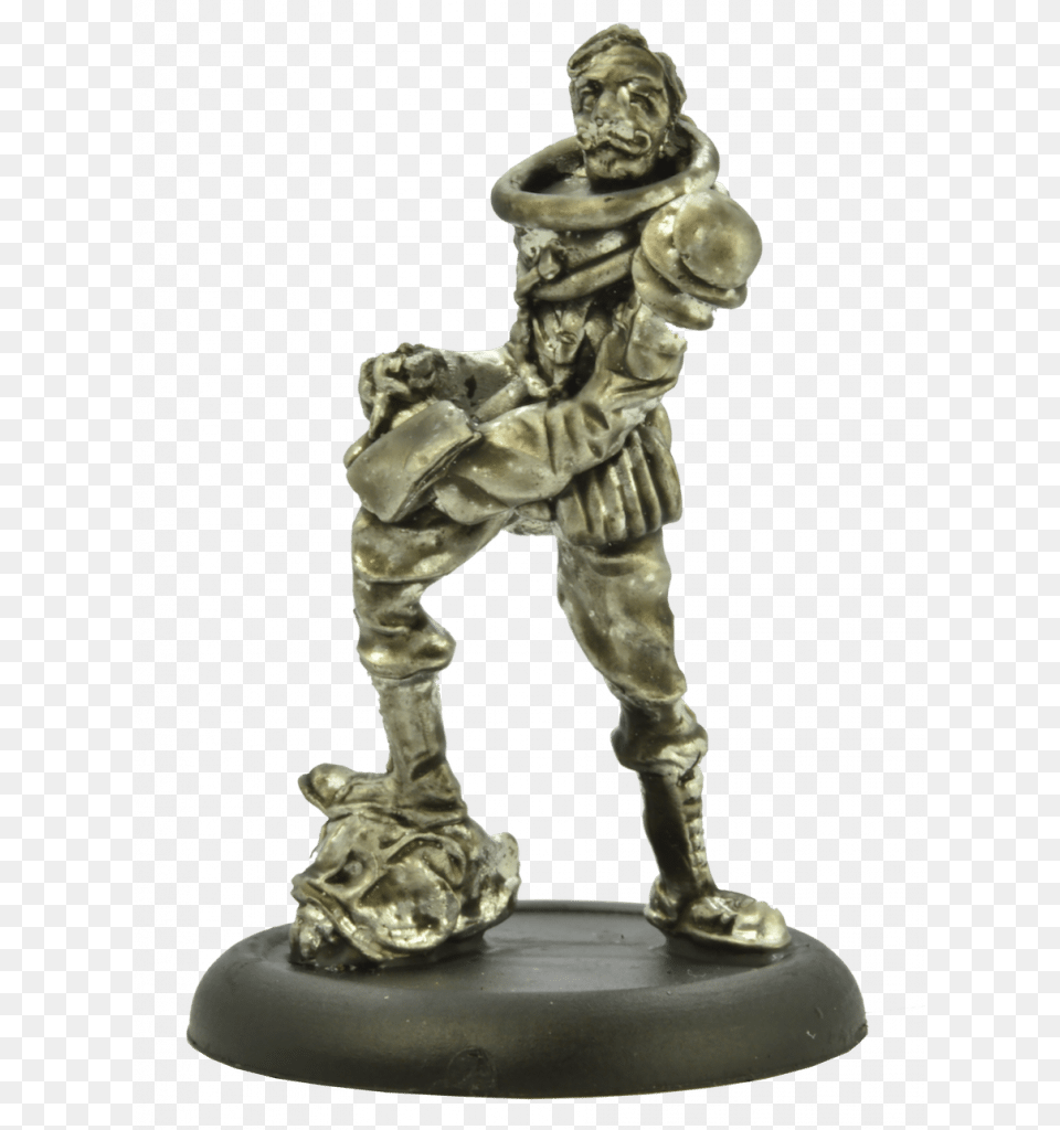 In Contrast The Next Figure Sports A Patched Outfit Figurine, Bronze, Adult, Male, Man Free Transparent Png