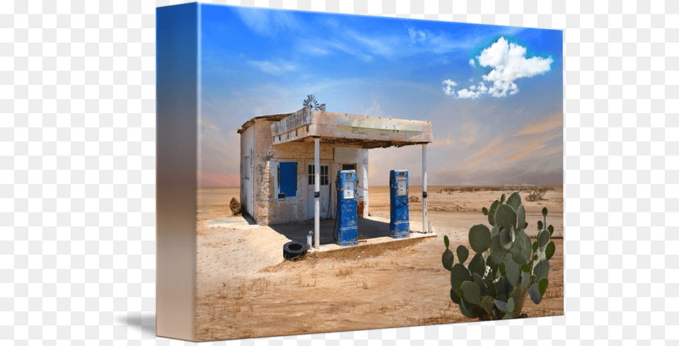 In Desert By Charles Harker Route 66 Old Station Gas, Architecture, Building, Gas Pump, Machine Free Transparent Png