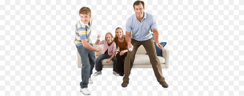 In Family Playing Nintendo Wii, Person, Remote Control, Clothing, Couch Png Image