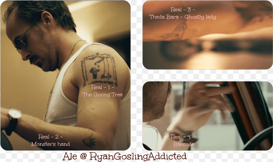 In His Movies Ryan Always Have Temporary Tattoos Ryan Gosling Giving Tree Tattoo, Skin, Person, Man, Male Free Transparent Png