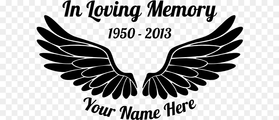 In Loving Memory Angel Wings Sticker Memory Of Angel Wings, Gray Png