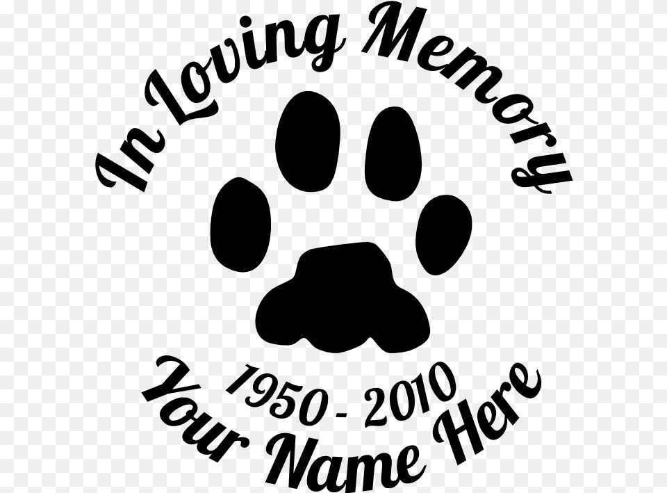 In Loving Memory Animal Paw Print Sticker Illustration, Gray Png Image