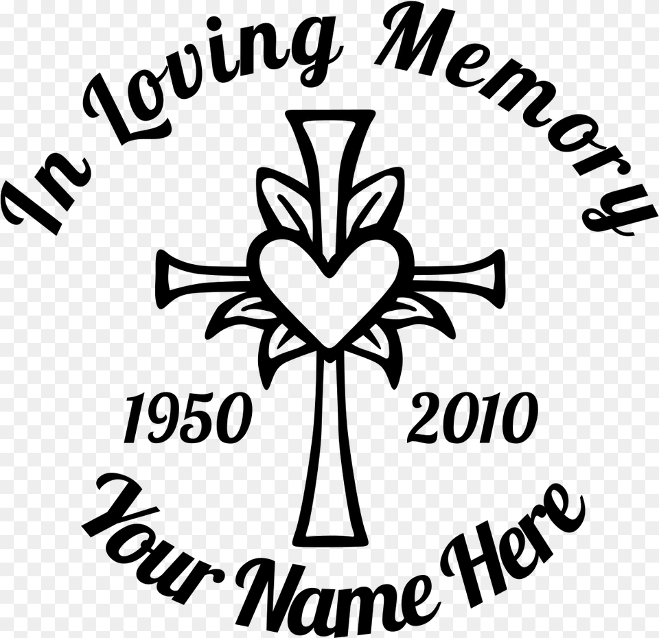In Loving Memory Cross With Heart Sticker Designer Loving Memory Of Svg, Gray Free Png Download