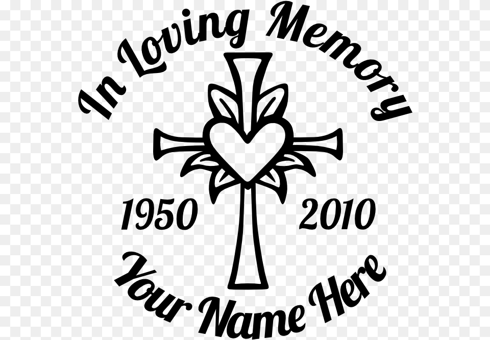 In Loving Memory Cross With Heart Sticker Drawing Cross With Heart, Gray Free Png Download