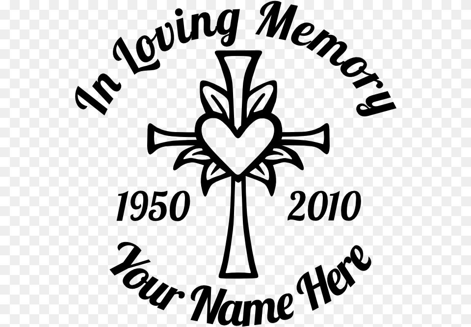 In Loving Memory Cross With Heart Sticker Loving Memory Of Svg, Gray Png Image