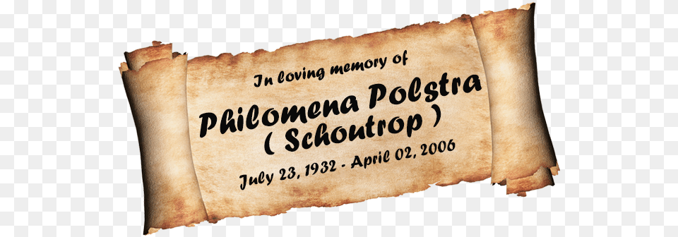 In Loving Memory Of, Text, Document, Scroll Png Image