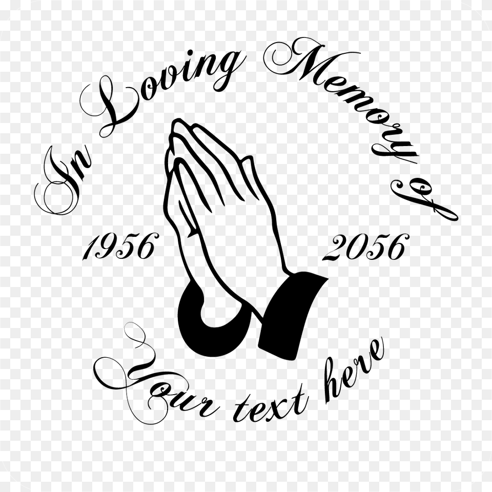 In Loving Memory Praying Hands Decal, Handwriting, Text, Calligraphy Png