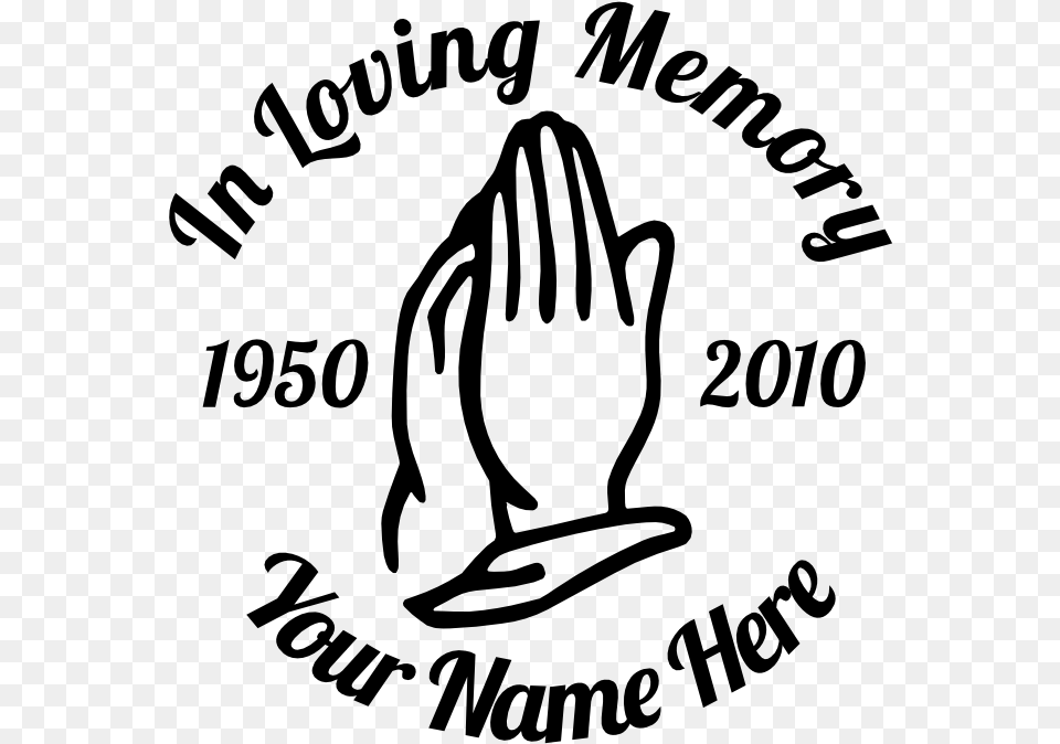 In Loving Memory Praying Hands Sticker, Gray Free Png