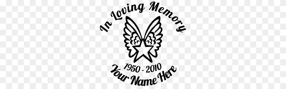 In Loving Memory Star With Wings Sticker, Gray Png Image