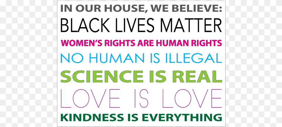 In Our House We Believe Sign House We Believe Black Lives Matter, Text, Advertisement, Poster Png