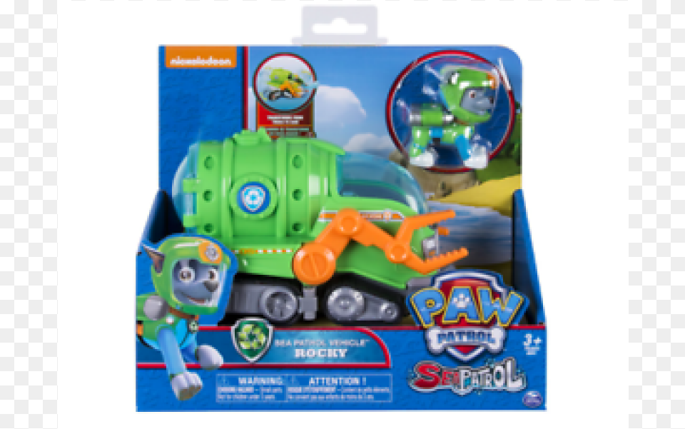 In Stock Paw Patrol Rocky Sea Patrol Vehicle Paw Patrol Sea Patrol, Bulldozer, Machine, Toy Free Png