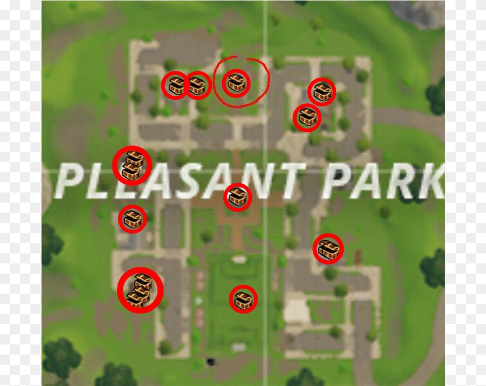 In The Area Indicated As Number 1 You Will Find Three Chests In Pleasant Park, Neighborhood, Plant, Vegetation, Grass Free Png