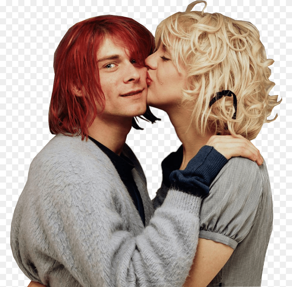 In The Weeks That Followed After Learning From Grohl Kurt Cobain And Courtney Love Sassy, Person, Romantic, Kissing, Adult Free Png