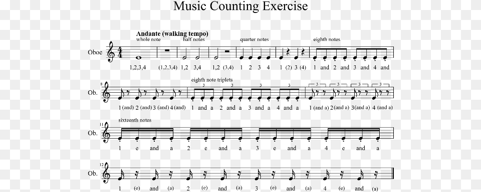 In This Exercise We Count Out Whole Notes Half Notes Count Triplets In Music, Gray Free Transparent Png