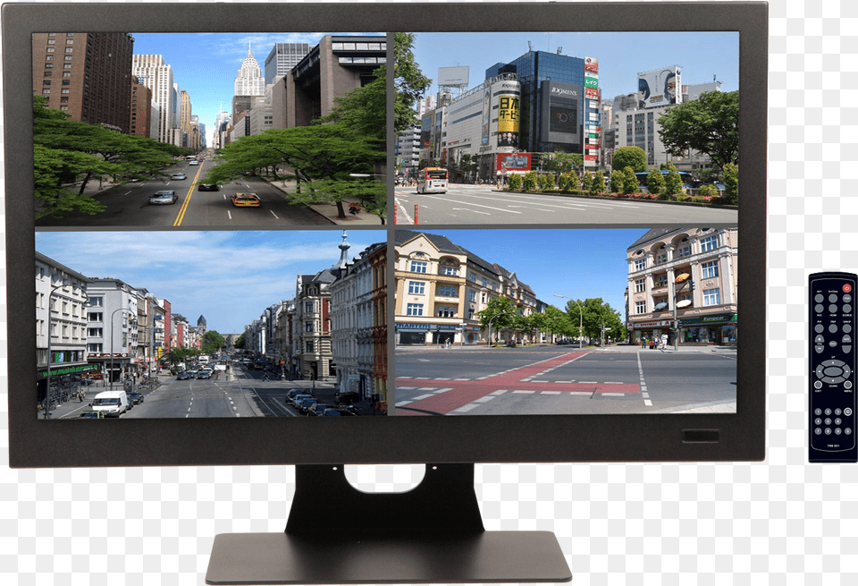 Inch Cctv Led Monitor Watermark Image Mn Hnh Camera Quan St, Architecture, Urban, Street, Screen Free Png