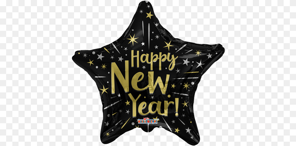 Inch Happy New Year Black Star Shape Foil Balloon Linens, Star Symbol, Symbol, Logo Free Png