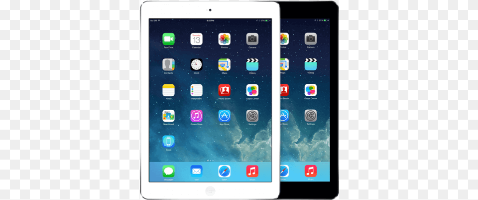 Inch Ipads Air A White One Is On The Left And Behind Apple Ipad Air Wi Fi 16 Gb Silver, Computer, Electronics, Tablet Computer, Phone Png Image
