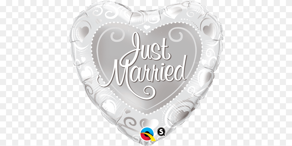 Inch Just Married Hearts Silver Foil Balloon 18 Just Married Silver Hearts Foil Balloon, Birthday Cake, Cake, Cream, Dessert Png Image