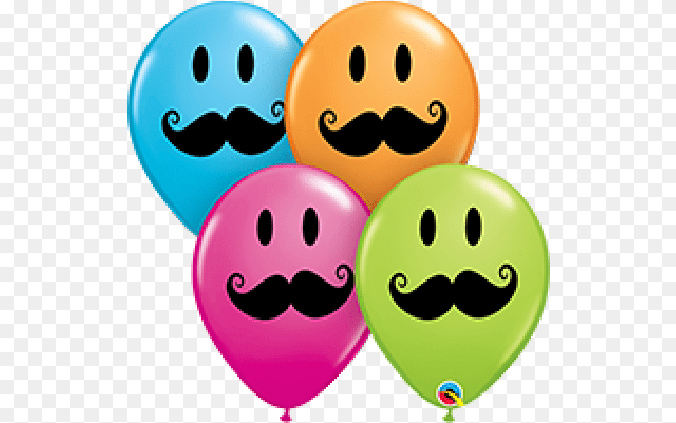 Inch Latex Rnd Ass Prt Smile Face Mustach 50ctp Globos Decorados Con Bigotes, Balloon, Head, Person Free Png