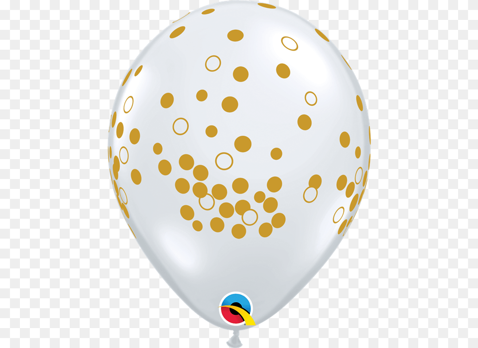 Inch Qualatex Diamond Clear With Gold Confetti Dots Qualatex Clear Balloon With Gold Confetti, Clothing, Hardhat, Helmet Free Png