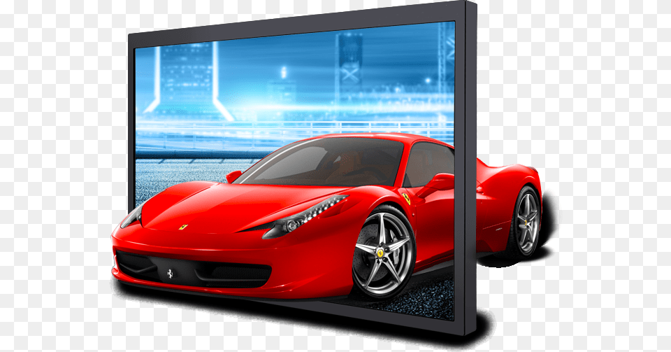 Inch Wall Mounted Vertical Advertising Display Ferrari F, Car, Vehicle, Transportation, Sports Car Free Transparent Png