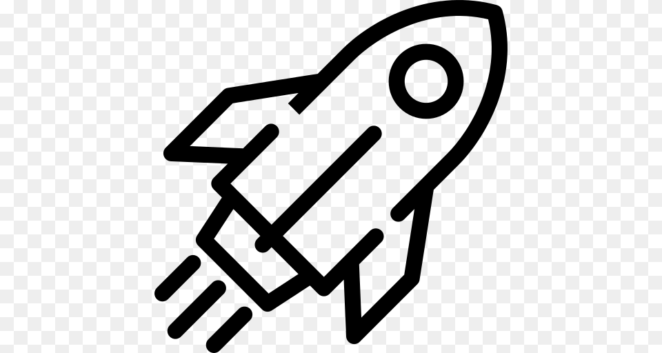 Inclined Rocket Icon, Gray Png