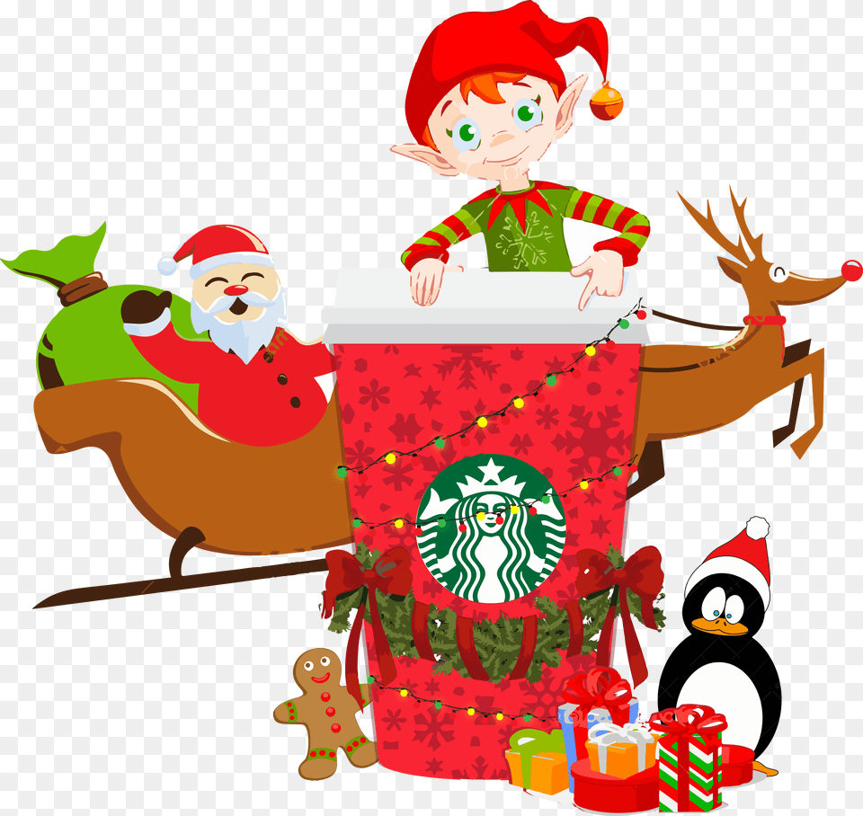 Indeed Its Just A Cup Santa S Sleigh Illustration, Elf, Baby, Person, Face Free Transparent Png