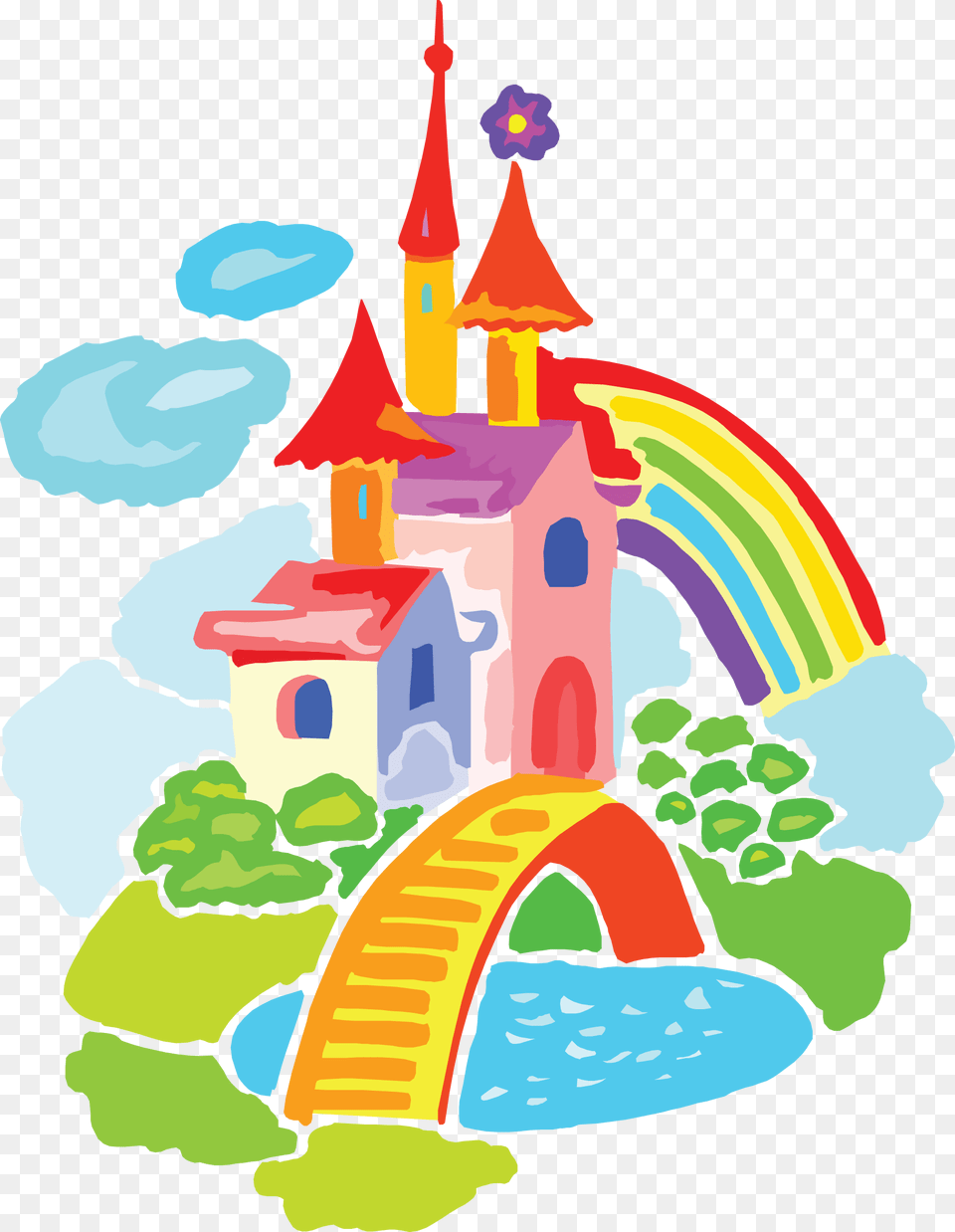 Index Of Fonclipartzzamok Rainbow Castle Clipart, Art, Graphics, Outdoors, Water Png
