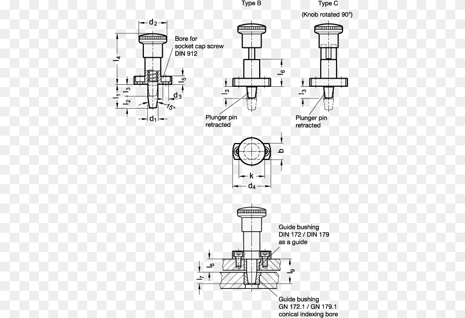 Indexing Plungers For Precision Locating Plunger Conical Assembling Locating Bushing Png Image
