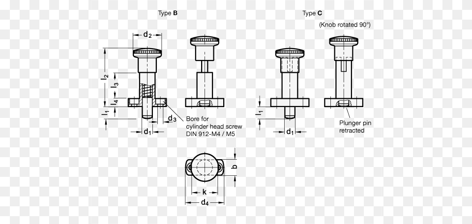 Indexing Plungers With Or Without Rest Position Gn Assembling Locating Bushing Free Png