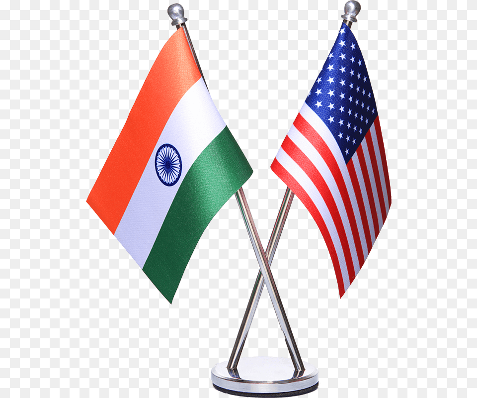 India Amp Usa Miniature Table Flag With A Stainless Steel India Usa Flag, India Flag Free Transparent Png