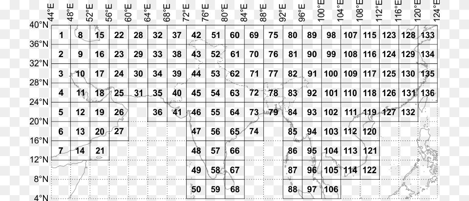 India And Adjacent Countries Map Numbering 44 Index Index To Map Sheet, Chart, Plot, Number, Symbol Free Png Download