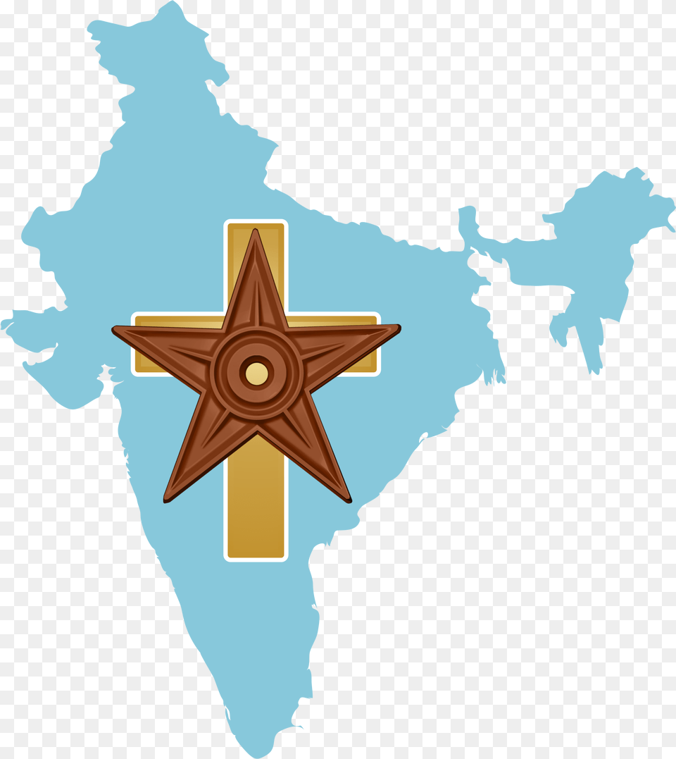 India Christianity Barnstar Kerala Flooding Affected Areas Map, Symbol, Star Symbol, Person, Cross Free Png