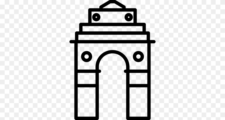 India Gate Icon, Gray Png